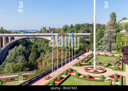View at Petrusse park and pont Adolphe in Luxemburg city Stock Photo