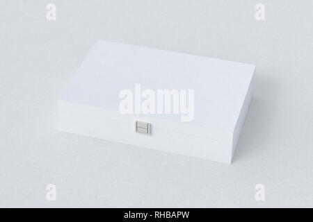 White closed long box or casket on white background Stock Photo