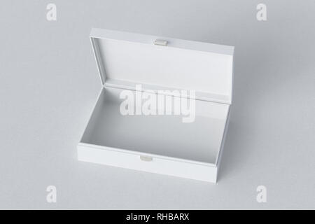 White open empty long box or casket on white background Stock Photo