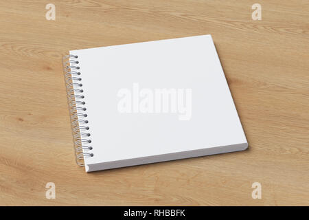 Spiral Binder Square Notebook Mock Up with Black Cover Isolated