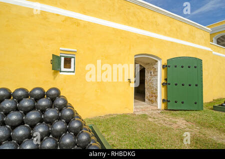 Fort Christiansvaern Cannon ball Stockpile at Christiansted  National Historic Site, Saint Croix, United States Virgin Islands Stock Photo