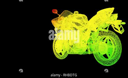 3d rendering of an outline rainbow color object isolated on black Stock