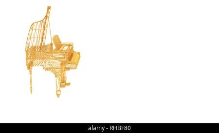 3d rendering of a wired object in yellow on isolated on white background Stock Photo