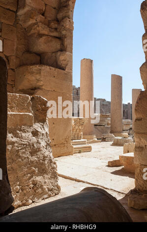 Archaeological site of Leptis Magna, Libya - 10/30/2006:  The Basilica of Severe  in the ancient Roman city of Leptis Magna. Stock Photo