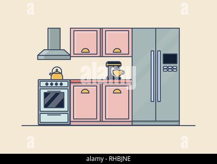 Interior of kitchen room Stock Vector