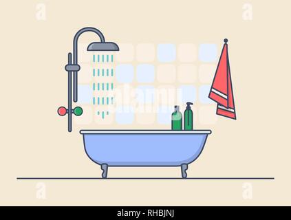 Interior view on bathroom Stock Vector