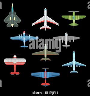 Set of isolated military airplanes Stock Vector