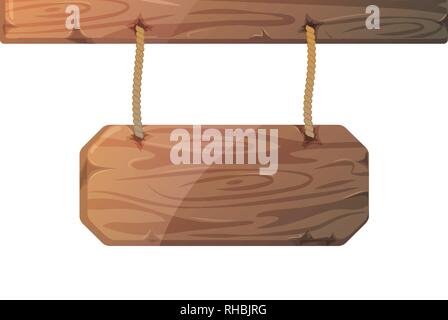 Wooden signboard on ropes Stock Vector