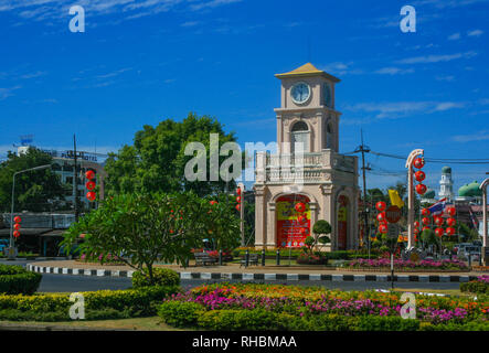 Surin Circle Clock Tower, Phuket Town, Phuket, Thailand Stock Photo