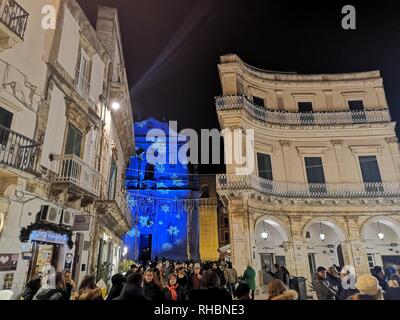 View of the old town at night during Christmas time in Martina Franca, Italy Stock Photo