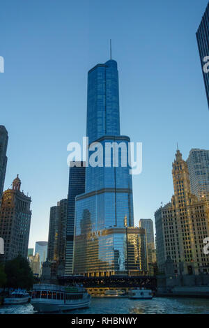 Downtown traffic and sights at sunny day time Stock Photo