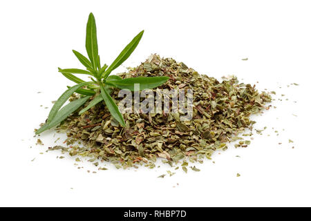 Fresh thyme and dried thyme isolated on white background Stock Photo