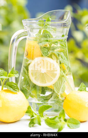 Detox water with mint and lemon Stock Photo