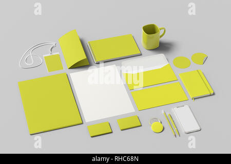 Download Corporate Identity Yellow Stationary Branding Set Mock Up On Black Background 3d Illustration Stock Photo Alamy Yellowimages Mockups