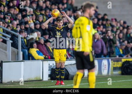 Burton upon Trent, UK. 2nd February 2019. Jamie Hanson of Oxford United during the EFL Sky Bet League 1 match between Burton Albion and Oxford United at the Pirelli Stadium, Burton upon Trent, England on 2 February 2019. Photo by Matthew Buchan.  Editorial use only, license required for commercial use. No use in betting, games or a single club/league/player publications. Credit: UK Sports Pics Ltd/Alamy Live News Stock Photo