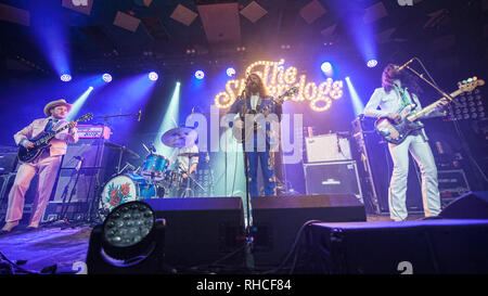 Glasgow, Scotland, UK. 1st February , 2019. Canadian southern rockers The Sheepdogs open for Rival Sons at The Barrowland Ballroom. Credit: Stuart Westwood/Alamy Live News Stock Photo