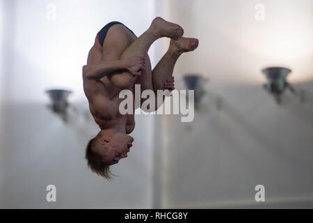 Plymouth, UK. 2nd February 2019. Jack Laugher - COLD in Men's 3M Final during British National Diving Cup 2019 at Plymouth Life Centre on Saturday, 02 February 2019. PLYMOUTH ENGLAND.  (Editorial use only, license required for commercial use. No use in betting, games or a single club/league/player publications.) Credit: Taka G Wu/Alamy News Credit: Taka Wu/Alamy Live News Stock Photo