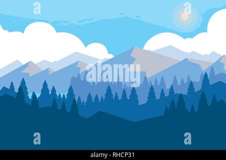 landscape mountainous scene icon vector illustration design Stock Vector