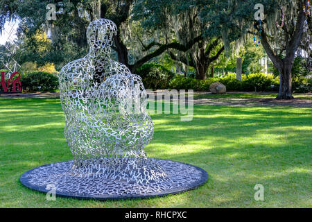 Overflow, by Spanish sculptor Jaume Plensa, New Orleans Sculpture Garden city park, New Orleans Museum of Art, New Orleans, Louisiana, USA Stock Photo
