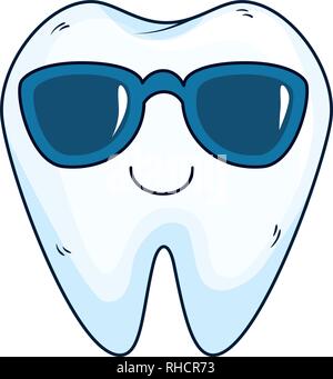 comic tooth with sunglasses kawaii character Stock Vector Image & Art ...