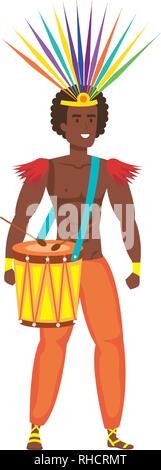 brazilian male dancer playing drum with garotas Stock Vector Image ...