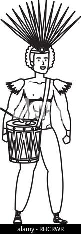 brazilian male dancer playing drum with garota Stock Vector Image & Art ...