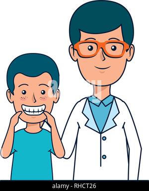 young dentist with boy patient Stock Vector