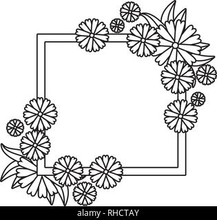 flowers and leafs garden in square ceramic pot decoration vector ...