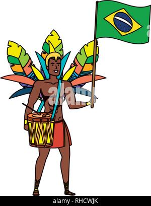 brazilian male dancer playing drum with garota Stock Vector Image & Art ...