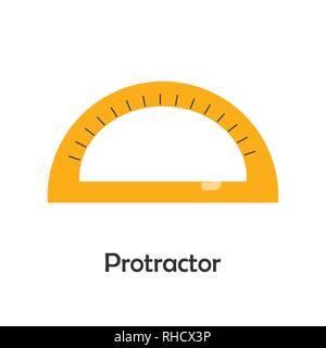 Protractor in cartoon style, school card for kid, preschool activity for children, vector Stock Vector