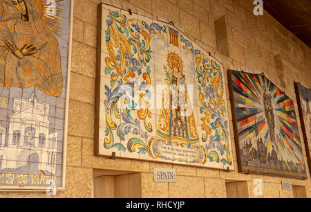 Spanish Artwork of Maria in the Basilica of the Annunciation in Nazareth Stock Photo