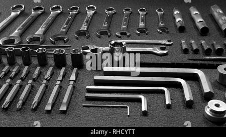 Hardware Hand Tools Laid In Order Close Up Stock Photo