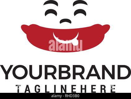 smile hot dog logo concept vector design template Stock Vector