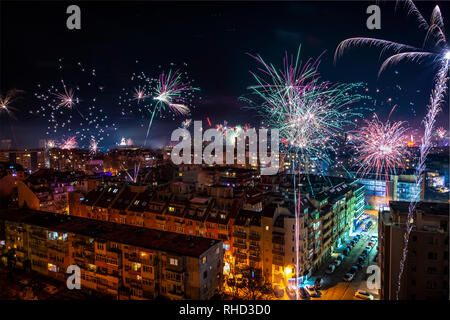 Varna fireworks for the new years event Stock Photo
