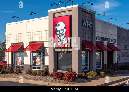 KFC restaurant with Colonel Sanders signage in Lawrenceville, Georgia. (USA) Stock Photo