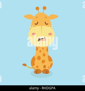 Cute giraffe cartoon on pastel background. Stock Vector