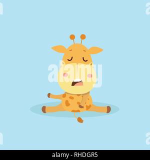Cute giraffe cartoon on pastel background. Stock Vector