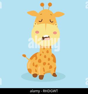 Cute giraffe cartoon on pastel background. Stock Vector