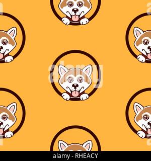 Shiba inu dog pattern vector background. Stock Vector