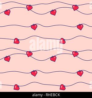 Valentines hearts seamless vector pattern. Stock Vector