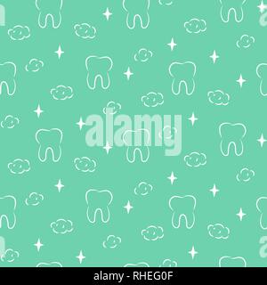 Dental seamless vector pattern with teeth and highlights. Stock Vector