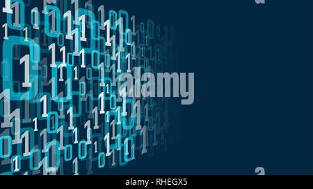 Digital cloud computing numbers, cyber security vector concept Stock Vector