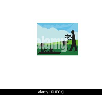 illustration of a family having a picnic Stock Vector