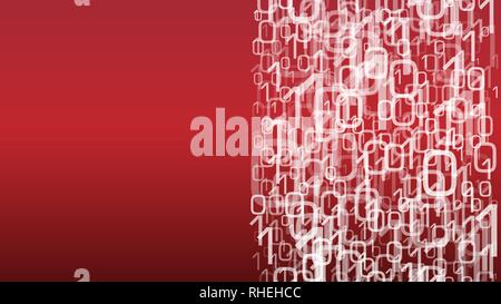 Binary numbers chaos, artificial intelligence database. Zeros ones neural network vector background Stock Vector