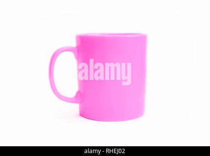 Pink mug isolated on white background Stock Photo