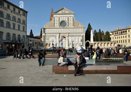 Basilica of Santa Croxe at the Piazza Santa Croce in Florence, Italy Stock Photo