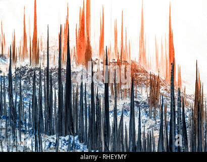 Abstraction of stalagmites on another planet. Stock Photo