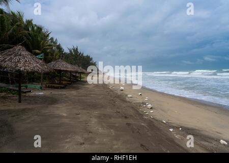 Polution at the famous angbang beach in Hue, Vietnam. Off season in winter. Stock Photo