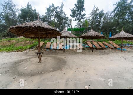 Polution at the famous angbang beach in Hue, Vietnam. Off season in winter. Stock Photo