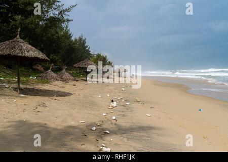 Polution at the famous angbang beach in Hue, Vietnam. Off season in winter. Stock Photo